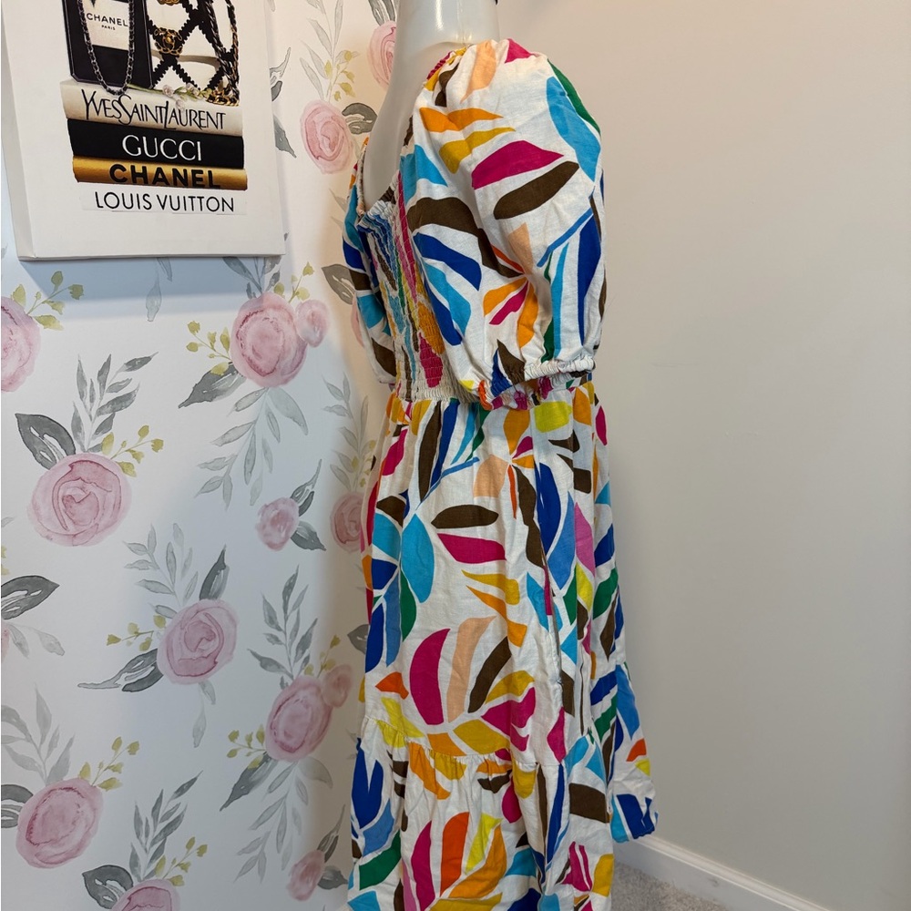 Tabitha Brown Vibrant Multicolor Leaf Print Mini Dress - Picture 4 of 7